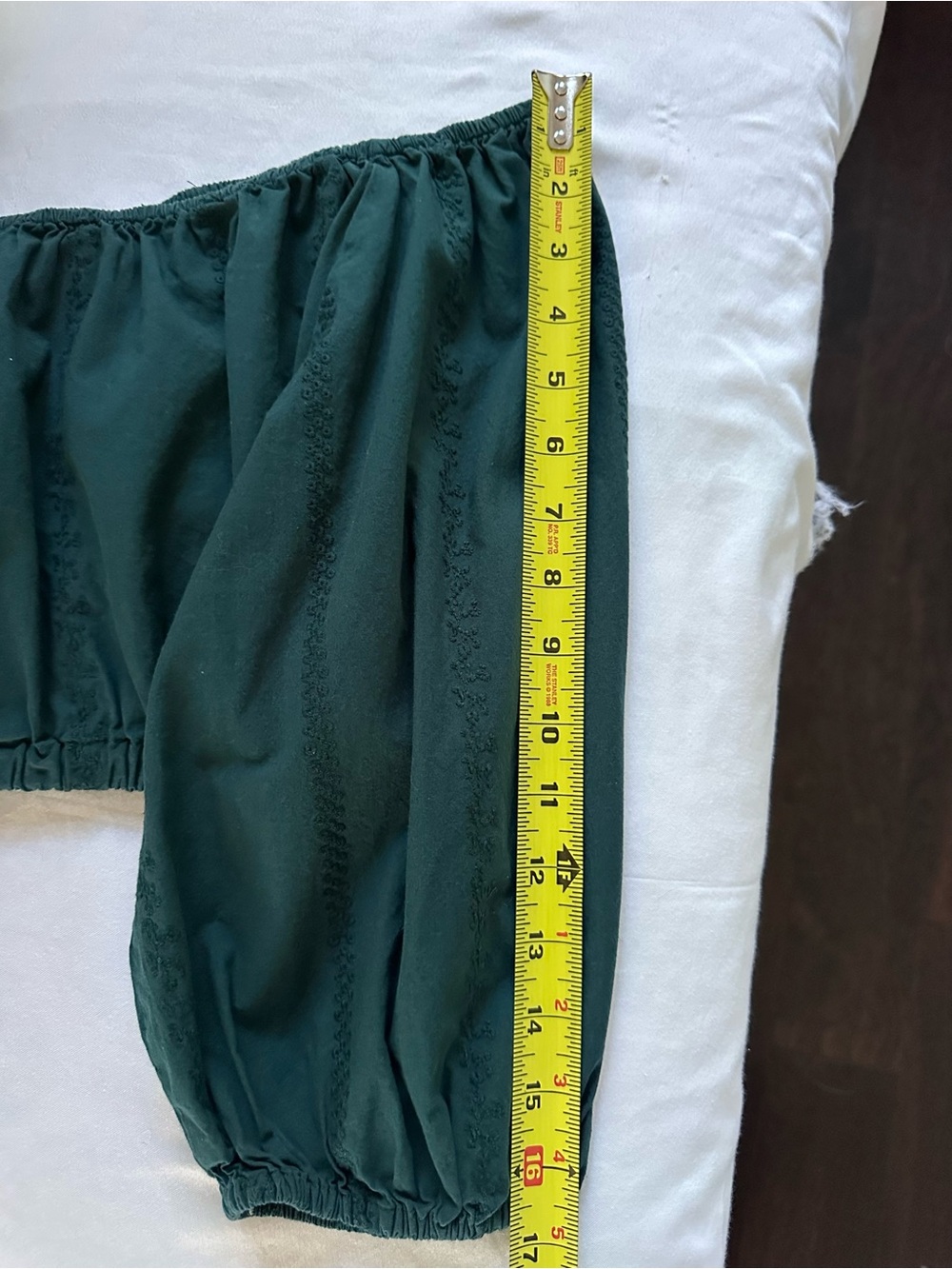 Handmade Sophie + Monterey Off Shoulder Crop Top Green Puff Sleeve Cottagecore - Picture 7 of 7